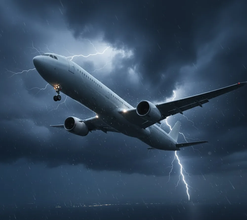Flugzeug in Turbulenzen